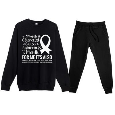 Colorectal Cancer Awareness Month Colon Cancer Survivor Premium Crewneck Sweatsuit Set