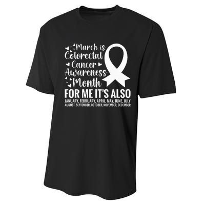 Colorectal Cancer Awareness Month Colon Cancer Survivor Performance Sprint T-Shirt