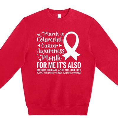 Colorectal Cancer Awareness Month Colon Cancer Survivor Premium Crewneck Sweatshirt