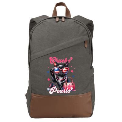 Cat Chucks And Pearls Comma La Kamala 2024 Cotton Canvas Backpack