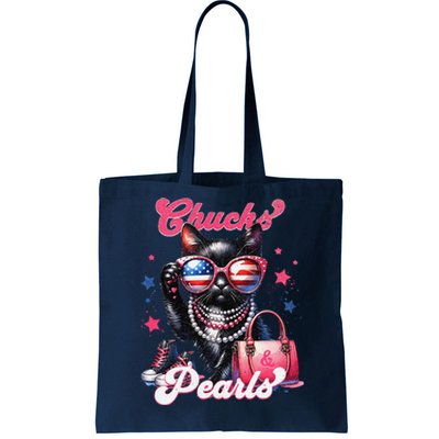 Cat Chucks And Pearls Comma La Kamala 2024 Tote Bag