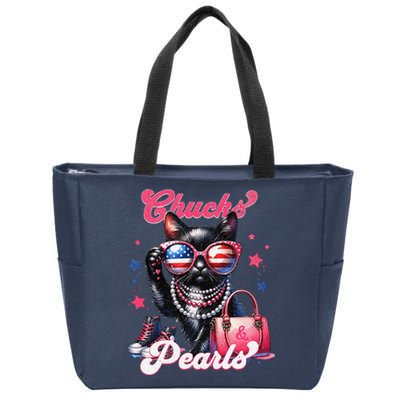 Cat Chucks And Pearls Comma La Kamala 2024 Zip Tote Bag