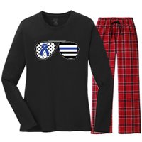 Colon Cancer Awareness Month Sunglasses Women's Long Sleeve Flannel Pajama Set 