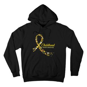 Childhood Cancer Awareness Hippie Flower Gold Ribbon Support Gift Hoodie