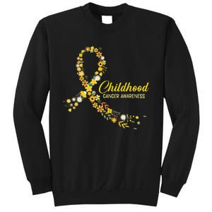 Childhood Cancer Awareness Hippie Flower Gold Ribbon Support Gift Sweatshirt