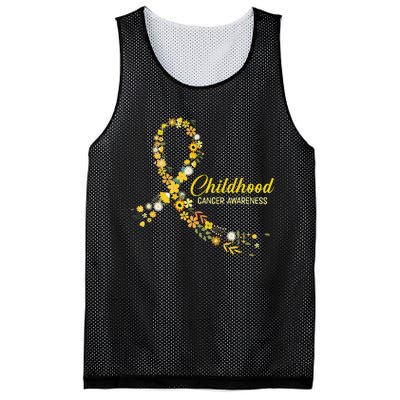 Childhood Cancer Awareness Hippie Flower Gold Ribbon Support Gift Mesh Reversible Basketball Jersey Tank