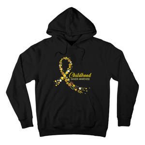 Childhood Cancer Awareness Hippie Flower Gold Ribbon Support Gift Tall Hoodie