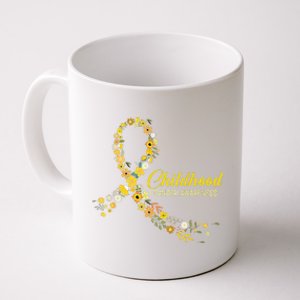 Childhood Cancer Awareness Hippie Flower Gold Ribbon Support Gift Coffee Mug