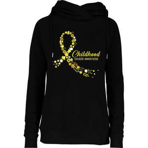 Childhood Cancer Awareness Hippie Flower Gold Ribbon Support Womens Funnel Neck Pullover Hood