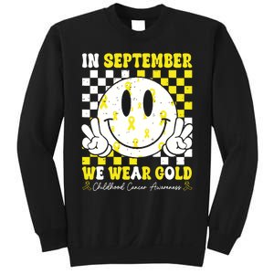 Childhood Cancer Awareness In September We Wear Gold Groovy Sweatshirt