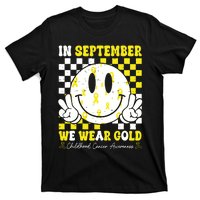 Childhood Cancer Awareness In September We Wear Gold Groovy T-Shirt