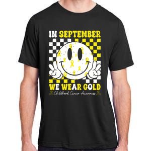 Childhood Cancer Awareness In September We Wear Gold Groovy Adult ChromaSoft Performance T-Shirt