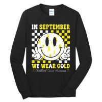 Childhood Cancer Awareness In September We Wear Gold Groovy Tall Long Sleeve T-Shirt