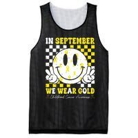 Childhood Cancer Awareness In September We Wear Gold Groovy Mesh Reversible Basketball Jersey Tank