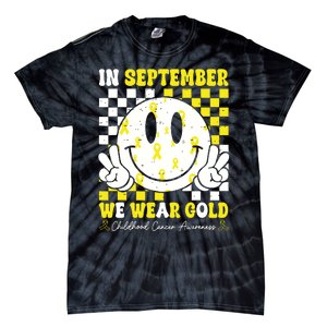 Childhood Cancer Awareness In September We Wear Gold Groovy Tie-Dye T-Shirt