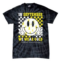 Childhood Cancer Awareness In September We Wear Gold Groovy Tie-Dye T-Shirt