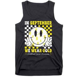 Childhood Cancer Awareness In September We Wear Gold Groovy Tank Top