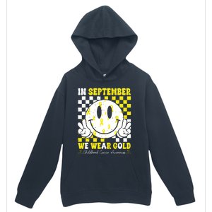 Childhood Cancer Awareness In September We Wear Gold Groovy Urban Pullover Hoodie