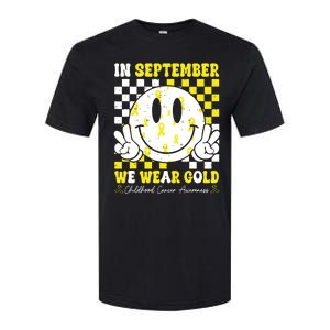 Childhood Cancer Awareness In September We Wear Gold Groovy Softstyle CVC T-Shirt