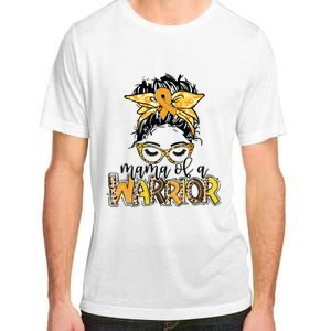 Childhood Cancer Awareness Mama Of A Warrior Messy Bun Mom Adult ChromaSoft Performance T-Shirt