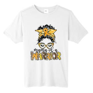 Childhood Cancer Awareness Mama Of A Warrior Messy Bun Mom Tall Fusion ChromaSoft Performance T-Shirt