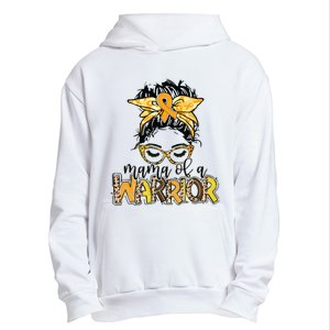 Childhood Cancer Awareness Mama Of A Warrior Messy Bun Mom Urban Pullover Hoodie