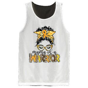 Childhood Cancer Awareness Mama Of A Warrior Messy Bun Mom Mesh Reversible Basketball Jersey Tank