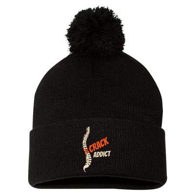 Chiropractic Crack Addict For Adjustment Fans Pom Pom 12in Knit Beanie