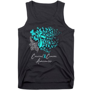 Cervical Cancer Awareness Teal Butterflies Tank Top