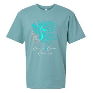 Cervical Cancer Awareness Teal Butterflies Sueded Cloud Jersey T-Shirt