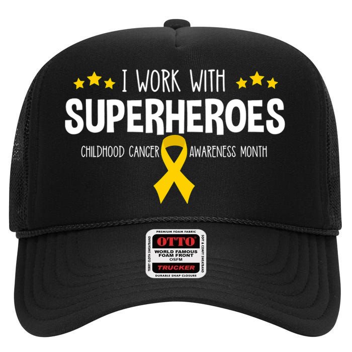 Childhood Cancer Awareness Rn Nurse Pediatric Oncology High Crown Mesh Back Trucker Hat