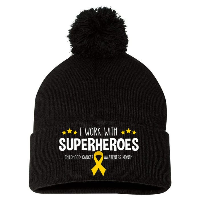 Childhood Cancer Awareness Rn Nurse Pediatric Oncology Pom Pom 12in Knit Beanie