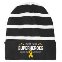 Childhood Cancer Awareness Rn Nurse Pediatric Oncology Striped Beanie with Solid Band