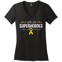 Childhood Cancer Awareness Rn Nurse Pediatric Oncology Women's V-Neck T-Shirt