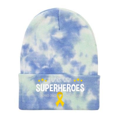 Childhood Cancer Awareness Rn Nurse Pediatric Oncology Tie Dye 12in Knit Beanie