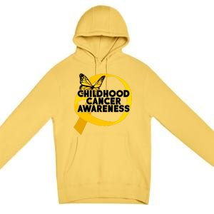 Childhood Cancer Awareness Butterfly Ribbon Premium Pullover Hoodie