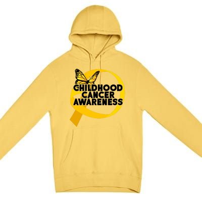 Childhood Cancer Awareness Butterfly Ribbon Premium Pullover Hoodie