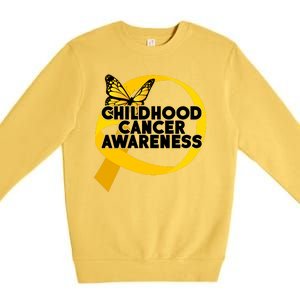 Childhood Cancer Awareness Butterfly Ribbon Premium Crewneck Sweatshirt