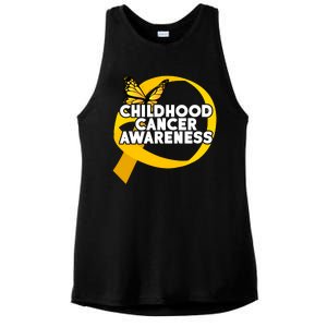 Childhood Cancer Awareness Butterfly Ribbon Ladies PosiCharge Tri-Blend Wicking Tank