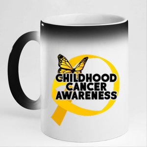 Childhood Cancer Awareness Butterfly Ribbon 11oz Black Color Changing Mug