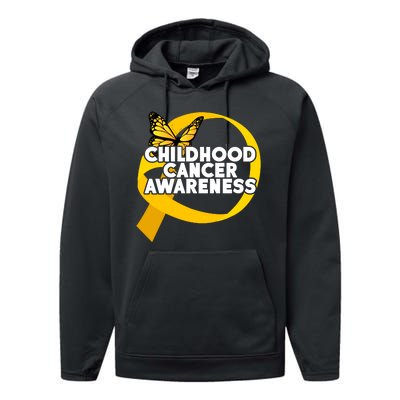 Childhood Cancer Awareness Butterfly Ribbon Performance Fleece Hoodie