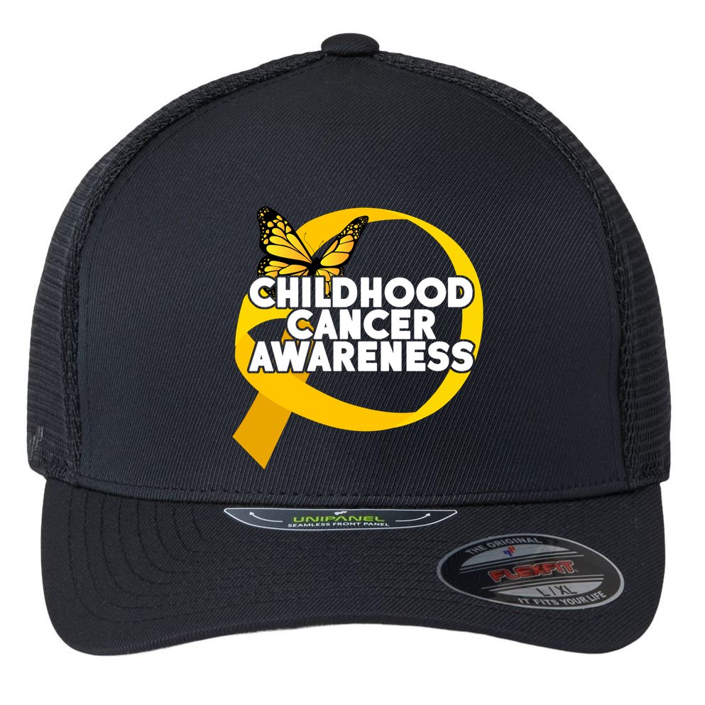 Childhood Cancer Awareness Butterfly Ribbon Flexfit Unipanel Trucker Cap