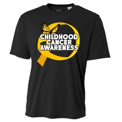 Childhood Cancer Awareness Butterfly Ribbon Cooling Performance Crew T-Shirt