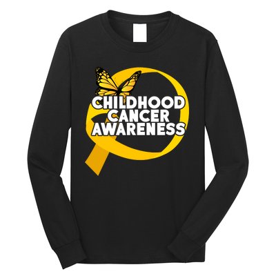 Childhood Cancer Awareness Butterfly Ribbon Long Sleeve Shirt