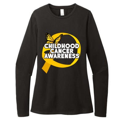 Childhood Cancer Awareness Butterfly Ribbon Womens CVC Long Sleeve Shirt