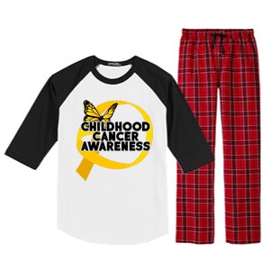 Childhood Cancer Awareness Butterfly Ribbon Raglan Sleeve Pajama Set