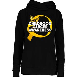 Childhood Cancer Awareness Butterfly Ribbon Womens Funnel Neck Pullover Hood