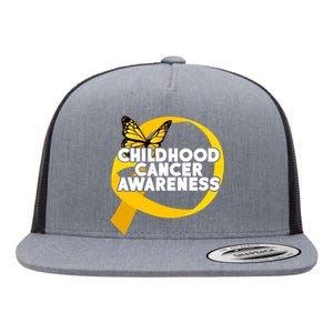 Childhood Cancer Awareness Butterfly Ribbon Flat Bill Trucker Hat