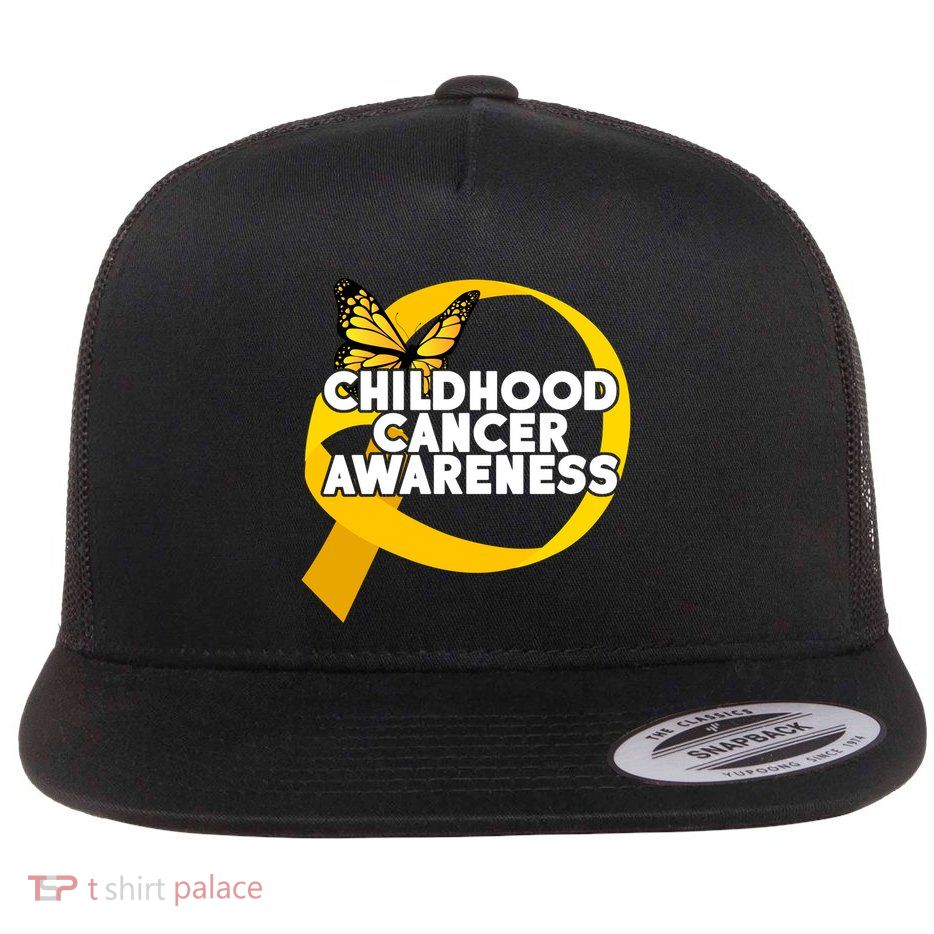 Childhood Cancer Awareness Butterfly Ribbon Flat Bill Trucker Hat