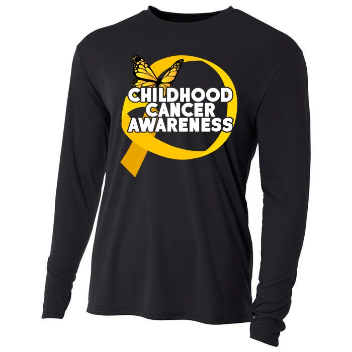 Childhood Cancer Awareness Butterfly Ribbon Cooling Performance Long Sleeve Crew